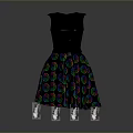 Fashionable Black Sleeveless A Line Dress Featuring Colorful Spiral Patterns Skirt Design