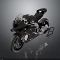 Modern Sleek Black Motorcycle With Carbon Fiber Panels And Shiny Reflective Surface Design