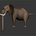 Cartoon Elephant 3D Model With Big Ears Long Trunk And White Tusks