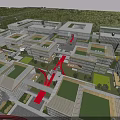 Aerial View Of Modern Industrial Park With Central Buildings And Green Surroundings