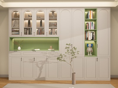 Cream Style Bookcase Open Bookcase Books Book Accessories Ornaments Bookcase High Cabinet for Adults model