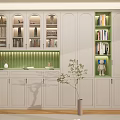 Cream Style Bookcase Open Bookcase Books Book Accessories Ornaments Bookcase High Cabinet for Adults 3d model