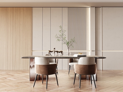 Modern Dining Table and Chair Combination 3d model