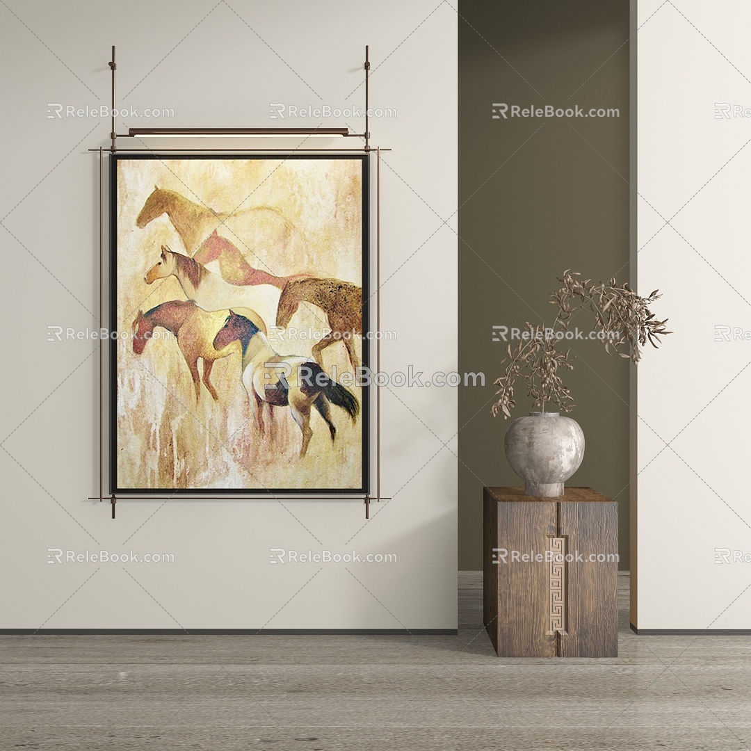 Antique abstract retro decorative painting 3d model