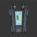 Futuristic Tech Device With Green Display Screen And Gray Casing Buttons