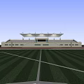 Open Air Public Sports Stadium With Covered Grandstand And Green Football Field 3d model