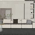 Elegant Light Gray Multi Seater Sofa With Decorative Cushions And Glass Coffee Table 3d model