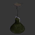 Green Metal Conical Pendant Light With Square Canopy And Chain Hanging