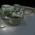 Innovative Exhibition Booth Design With Domed Glass Roof Curved Structure Interior Display Areas Modern Lighting