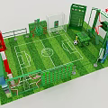 Heineken Themed Football Exhibition Setup With Green Grass Goalposts And Soccer Ball