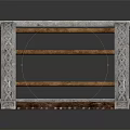 Carved Decorative Rack With Wooden Bars And Intricate Side Patterns Design 3d model