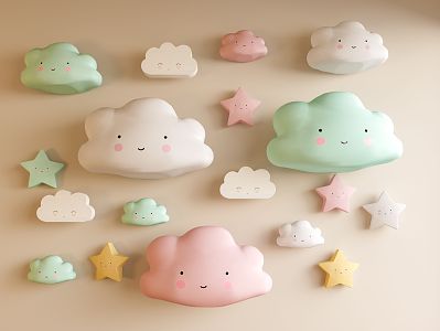 Modern Children's Cloud Pendant Cloud Jewelry Wall Decoration Pendant 3d model