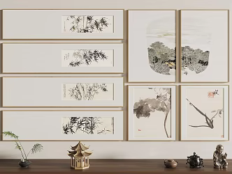 New Chinese Plant Painting Hanging Paintings 3d model