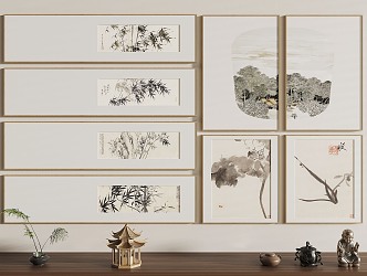 New Chinese Plant Painting Hanging Paintings 3d model