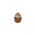 Delicious Cupcake With Creamy Frosting Brown Swirls In Brown Paper Liner On White Background