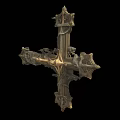 Intricate Carved Metallic Cross Jewelry With Ornate Details And Vintage Design