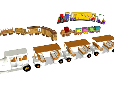 Electric Toy Trains Cars And Buses With Various Styles For Kids Play 3d model