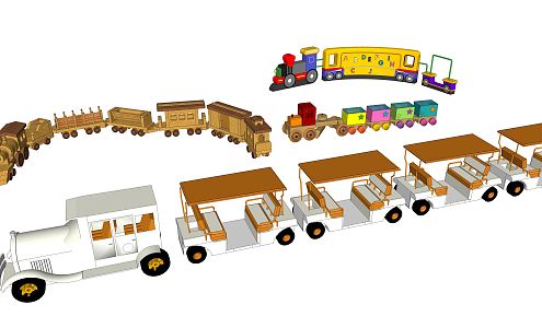 Modern toy car children's equipment children's activity area amusement facilities small train scenic sightseeing small train 3d model