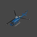 Blue Helicopter With Rotors Fuselage Landing Gear And Exterior Design