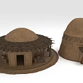 Traditional Dome Shaped Buildings With Thatched Roofs Mud Construction And Circular Design 3d model