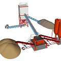 Industrial Construction Equipment With Conveyor Belts Storage Tanks And Sand Piles