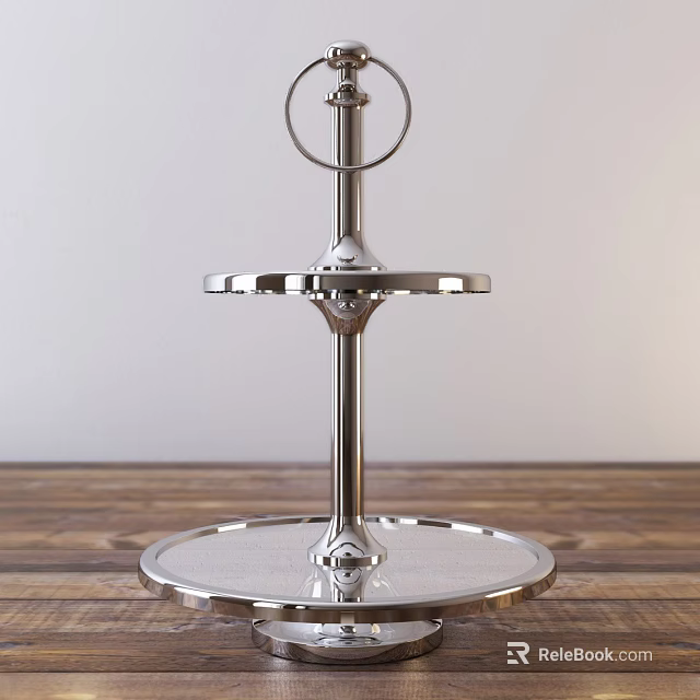 Sturdy Stainless Steel Double Tier Rotating Kitchen Organizer for Countertop Storage 3d model 