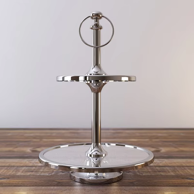 Sturdy Stainless Steel Double Tier Rotating Kitchen Organizer for Countertop Storage 3d model
