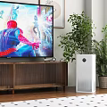 Air Purifier In Modern Living Room With TV And Plants