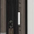 Contemporary Wall Sconce With Vertical Marble Shade And Warm Light On Wooden Wall