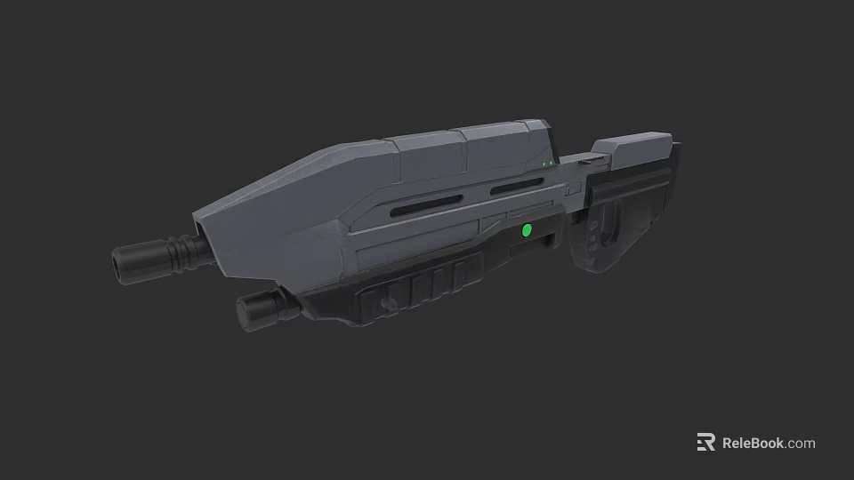 Sci Fi Gray Weapon Design With Green Light And Mechanical Structure 3d model 