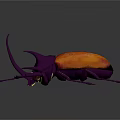 Vibrant Purple Beetle With Orange Shell And Long Antennae On Dark Background