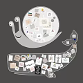 Snail And Whale Shaped Decorative Wall Board With Memos And Notes 3d model