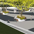 Park Landscape Design With Seating Areas People Activities And Greenery
