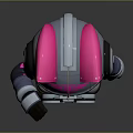 Cyberpunk Themed Character With Cat Ear Helmet And Pink Accents In Futuristic Tech Outfit