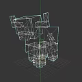 Pixelated 3D Buffalo Model With Orange Brown Cubic Design And Low Poly Style
