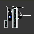 Futuristic Modern Tech Console With Geometric Design And Blue Illuminated Accents