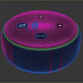 Wireless Speaker Featuring Round Design Black Fabric Finish Blue LED Ring Light and Control Buttons 3d model