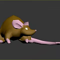 Game Movie Character Orange 3D Mouse with Pink Ears Pink Tail and White Eyes