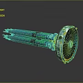 Blue Green Space Rocket Engine With Multiple Nozzles And Turbine Design For Deep Space Exploration