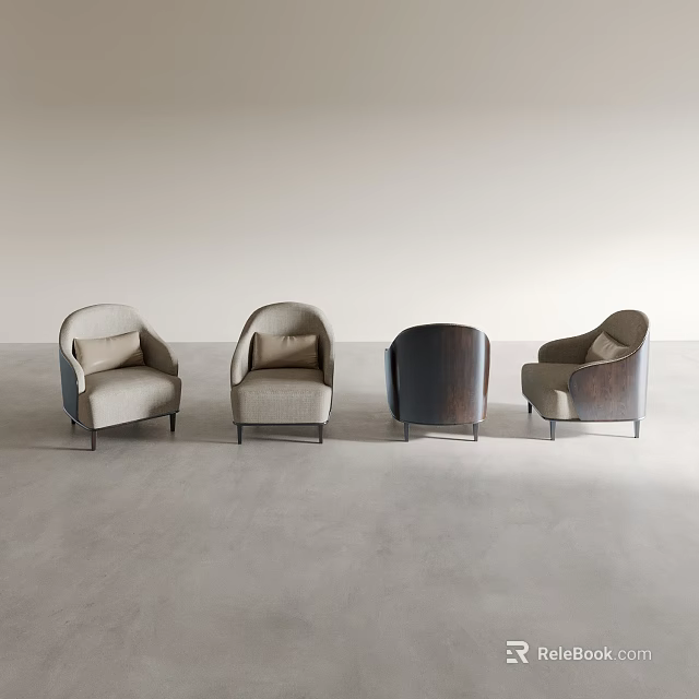 Modern Single Seater Sofas In Light And Dark Tones For Interior Design 3d model