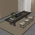 Tea Table and Chair Combination Tea Table Stool Carpet Tea Set 3d model