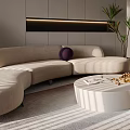 Modern Living Room Interior Design With Cozy Sofa Leather Chair Fireplace And Area Rug