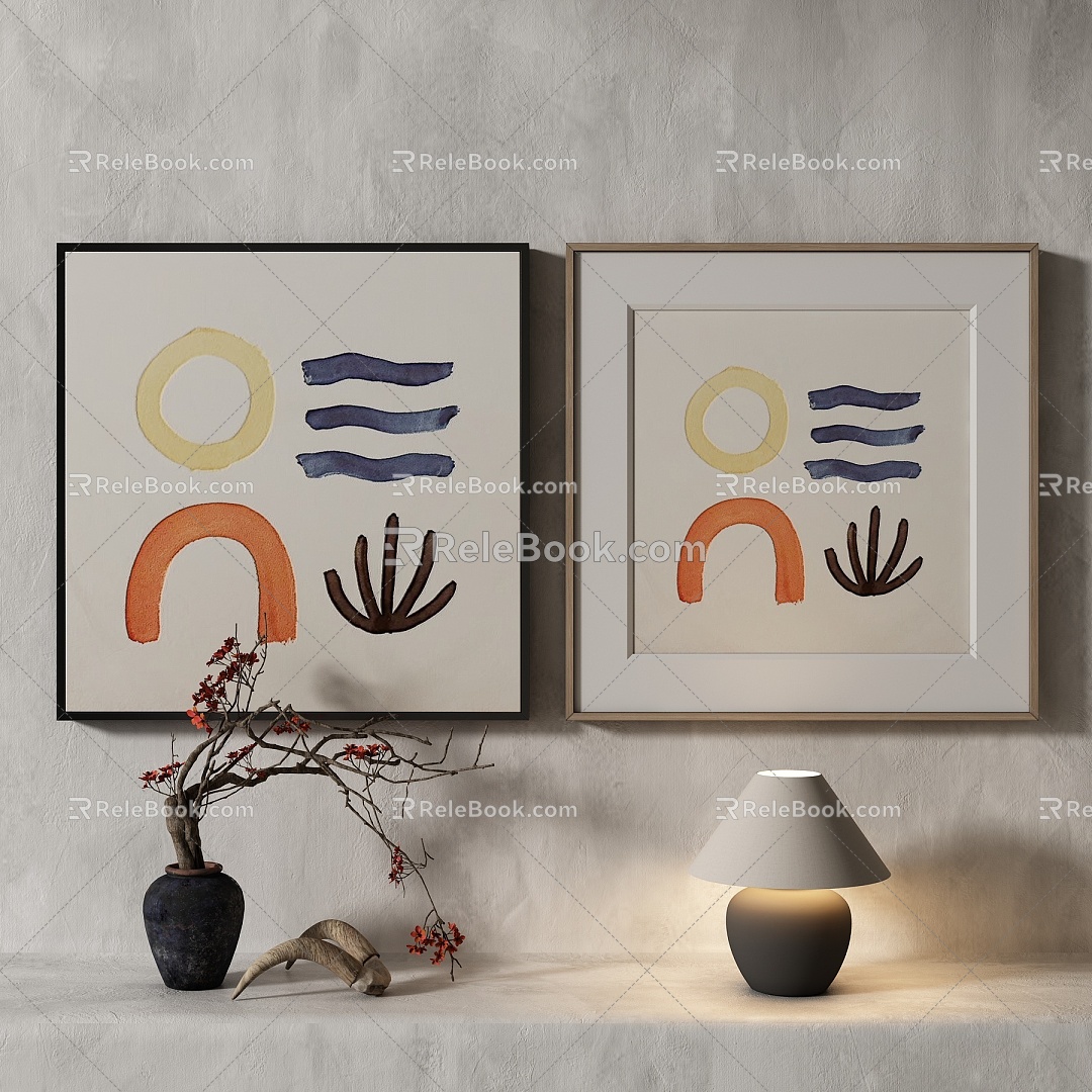 Modern Light Luxury Simple Texture Decorative Painting 3d model