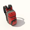 Red and Gray Backpack with Double Shoulder Straps Multiple Pockets and Zipper Closure
