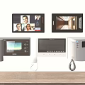 Wall Mounted Intercom Access Control System With Display Screens People Images And Handsets 3d model