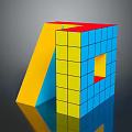 Colorful Interlocking Blocks 3D Geometric Structure With Yellow Blue Red For Household Creative Toy