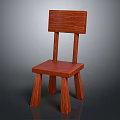 Simple Brown Wooden Single Chair With Backrest And Four Legs Design