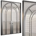 Modern Arched Double Doors With Textured Glass Panels And Metal Frames