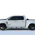 White Pickup Truck With Black Racing Stripes Black Alloy Wheels And Aggressive Front Grille Design