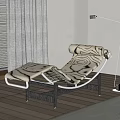 Modern Patterned Lounge Chair With Black Frame In Living Room With Floor Lamp